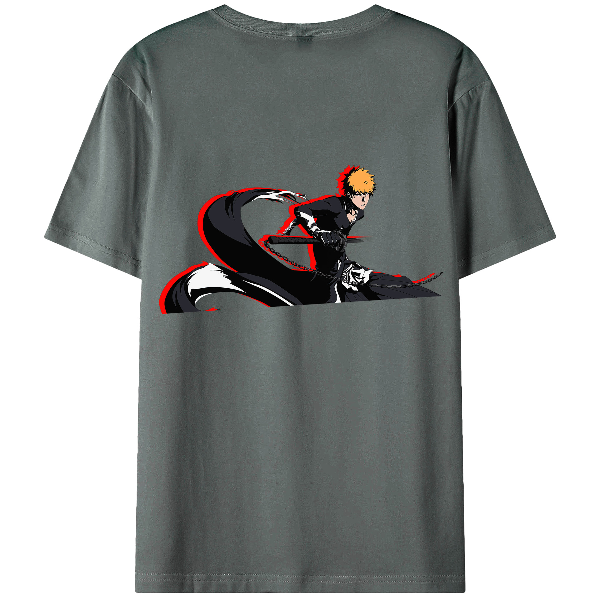 （画像用） ブリーチ 黒崎一護（くろさき いちご）BLEACH Kurosaki Ichigo 綿100％半袖Tシャツ（背面プリント）